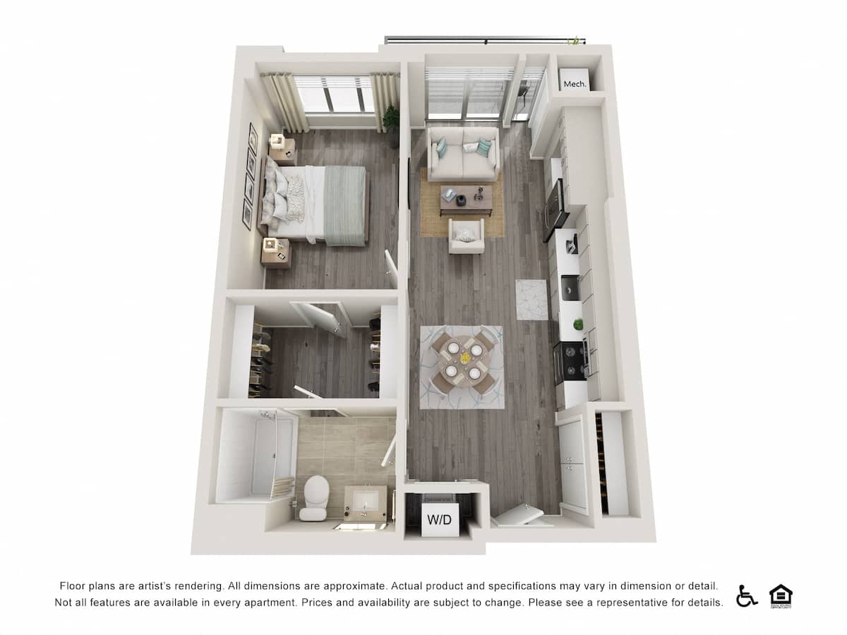 Floorplan diagram for 1 Bed A1, showing 1 bedroom