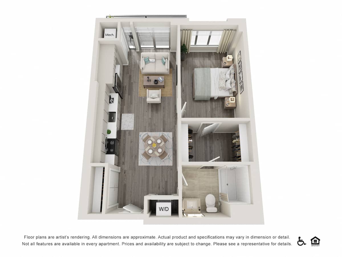 Floorplan diagram for 1 Bed A2, showing 1 bedroom