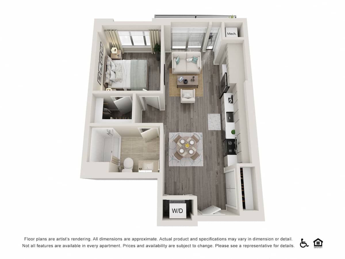 Floorplan diagram for 1 Bed B1, showing 1 bedroom
