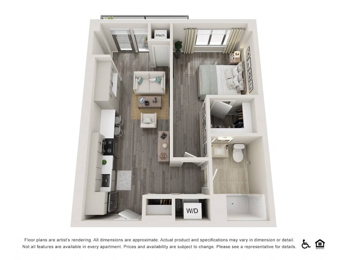 Floorplan diagram for 1 Bed C, showing 1 bedroom