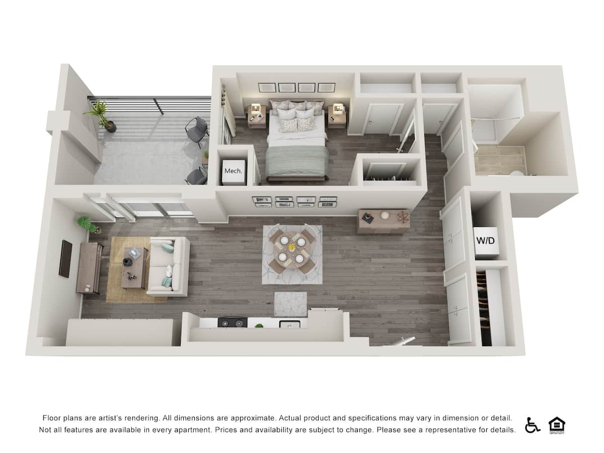 Floorplan diagram for 1 Bed F, showing 1 bedroom