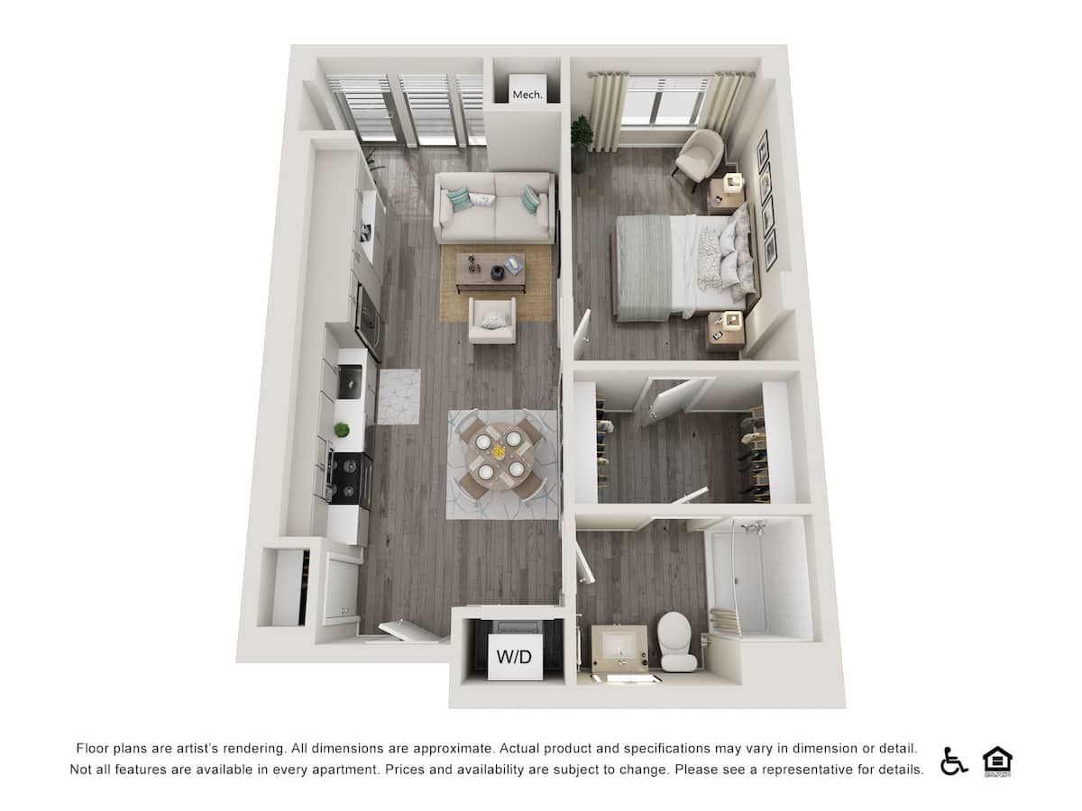 Floorplan diagram for 1 Bed K, showing 1 bedroom