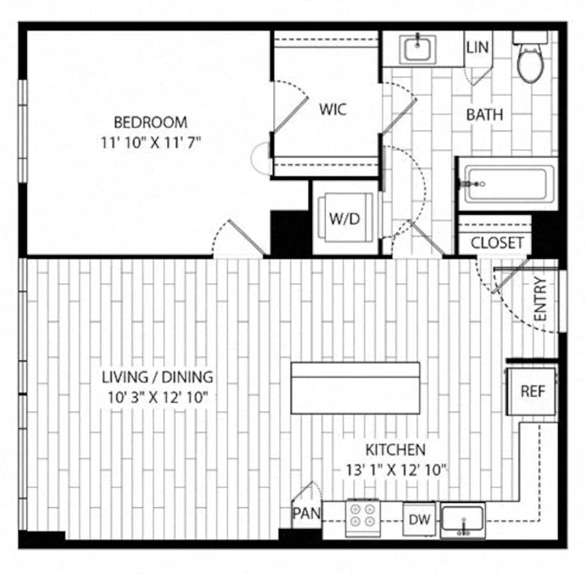 Floorplan diagram for Douglas, showing 1 bedroom