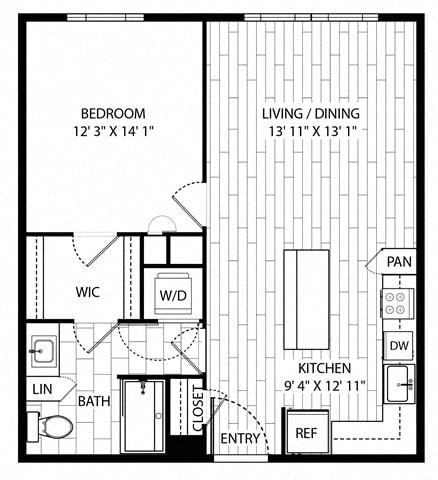 Plano de Eucalyptus (muestra 1 dormitorio)