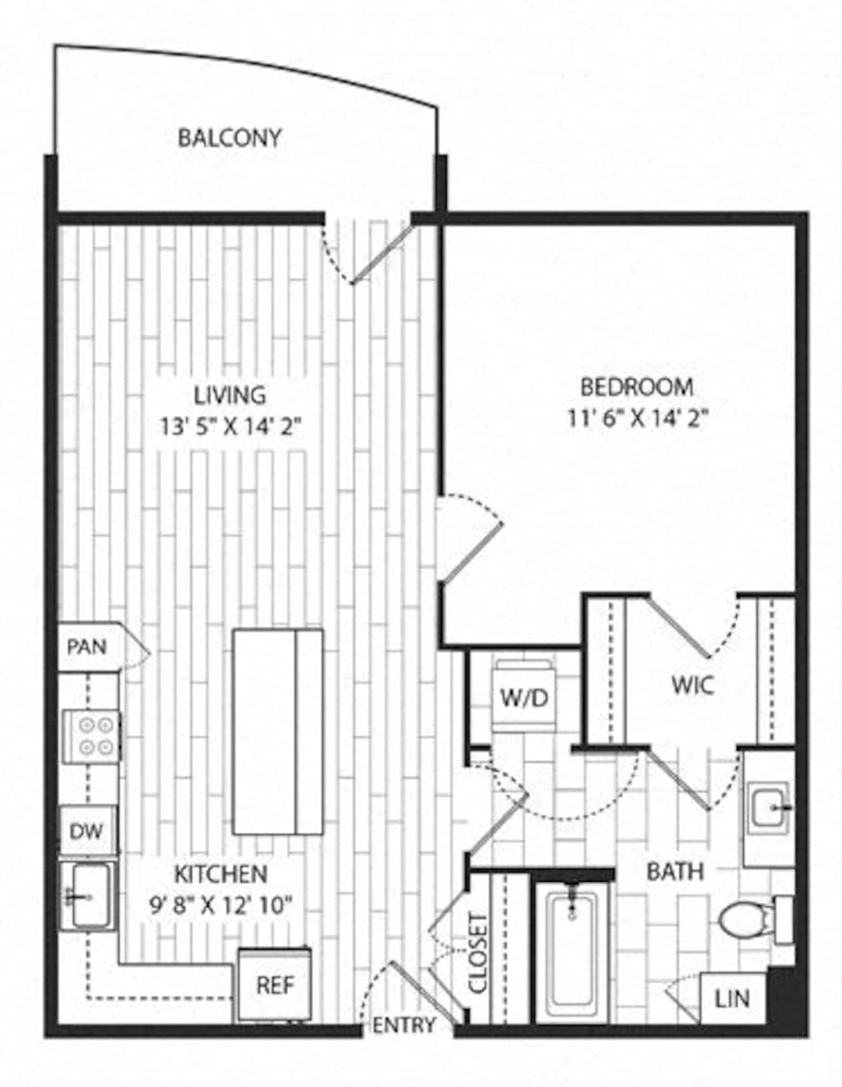 Floorplan diagram for Gowen, showing 1 bedroom