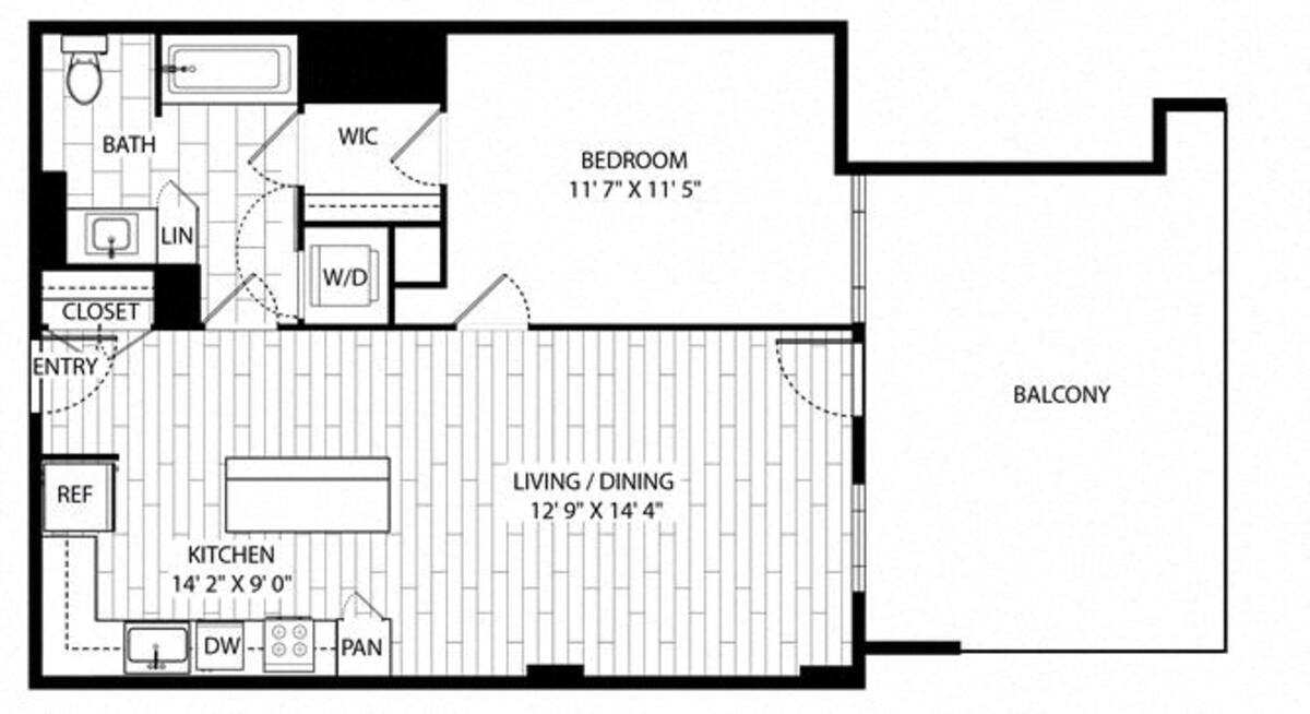 Floorplan diagram for Jeffrey, showing 1 bedroom