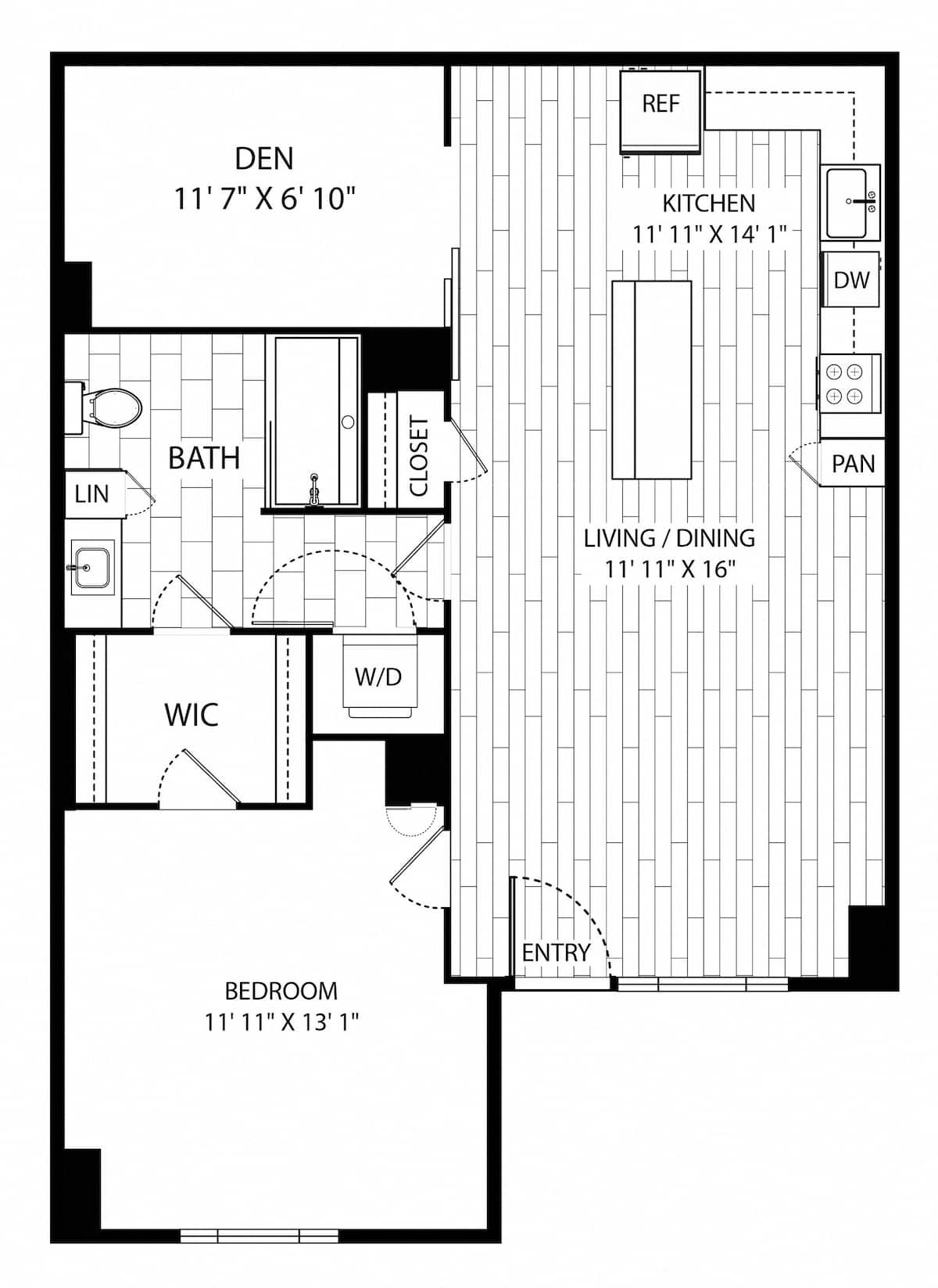 Floorplan diagram for Chestnut, showing 1 bedroom