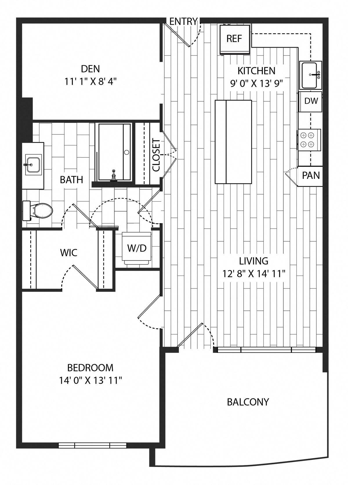 Floorplan diagram for Cypress, showing 1 bedroom