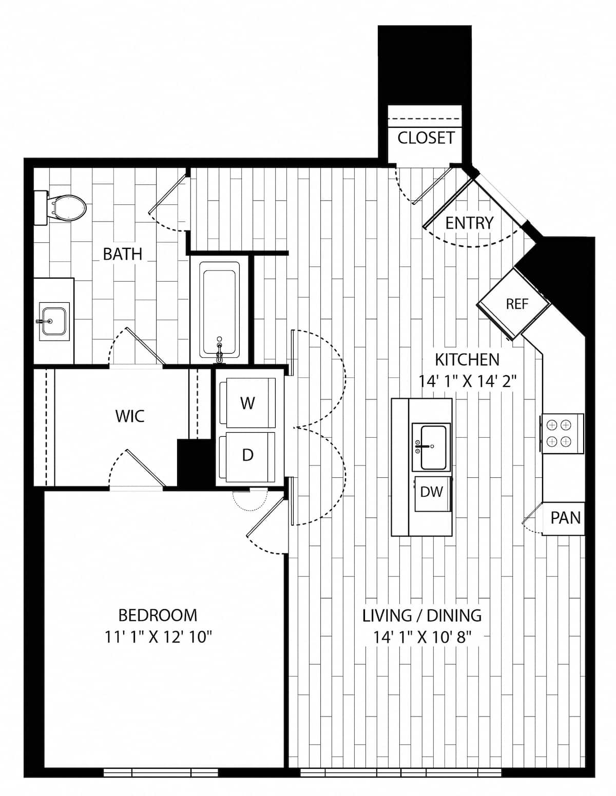 Floorplan diagram for Sargent, showing 1 bedroom