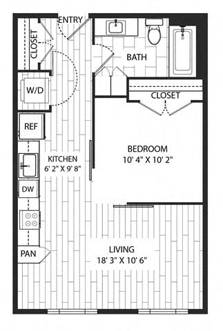 Diagram ng floorplan para sa Fir, na nagpapakita ng Studio