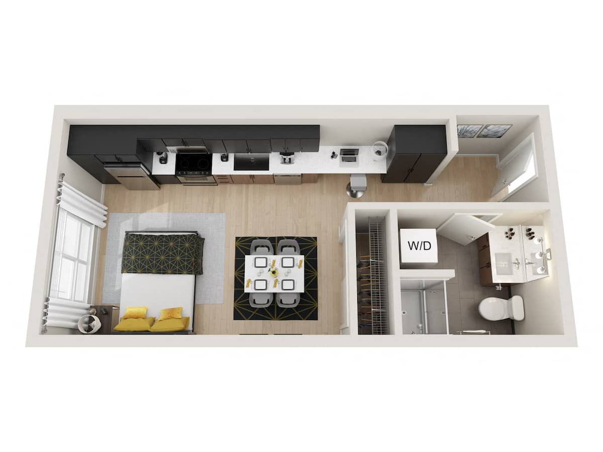 Floorplan diagram for Studio B, showing Studio