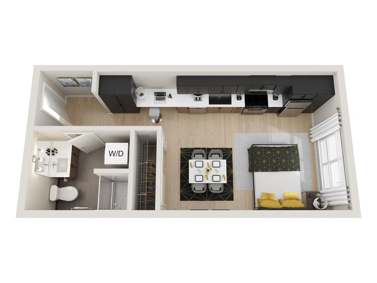 Floorplan diagram for Studio D, showing Studio