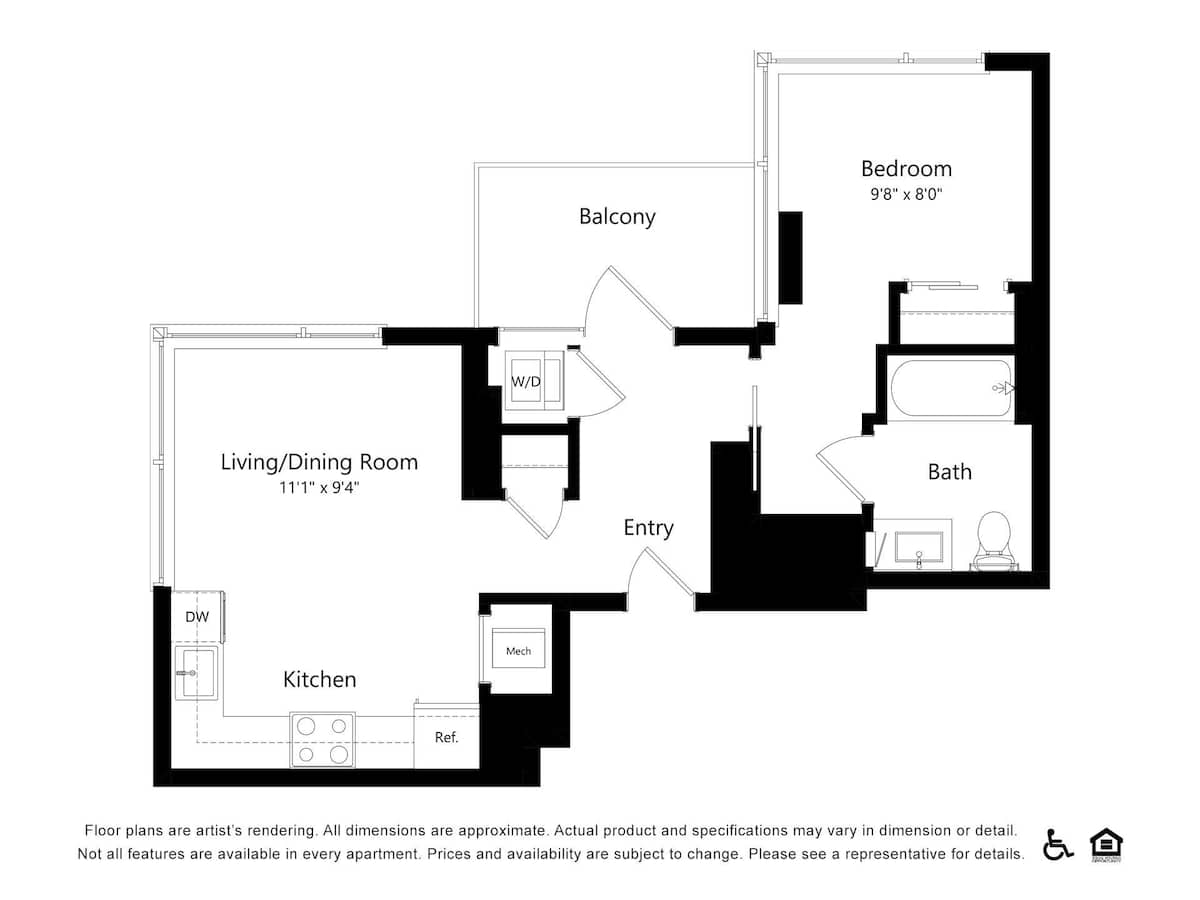 Floorplan diagram for B23, showing 1 bedroom