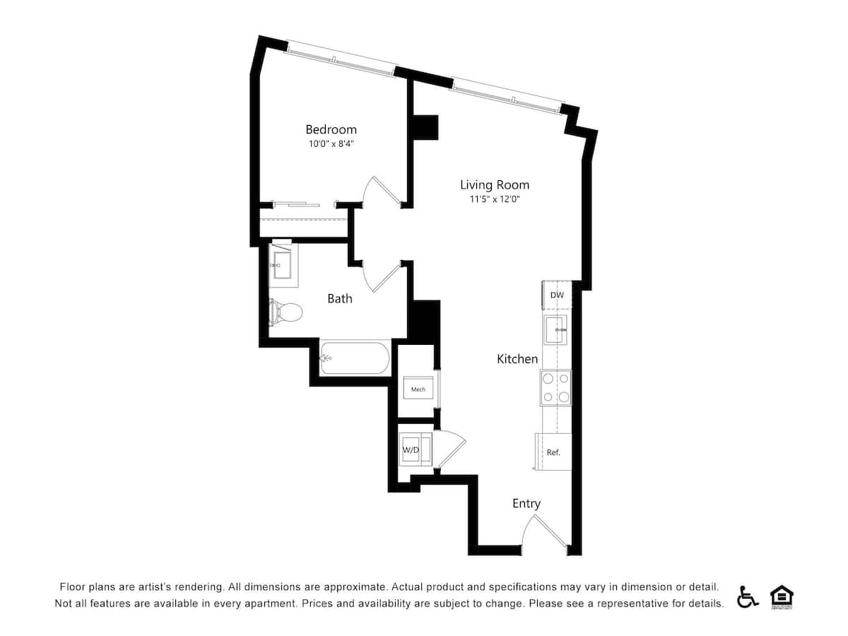 Floorplan diagram for B28, showing 1 bedroom