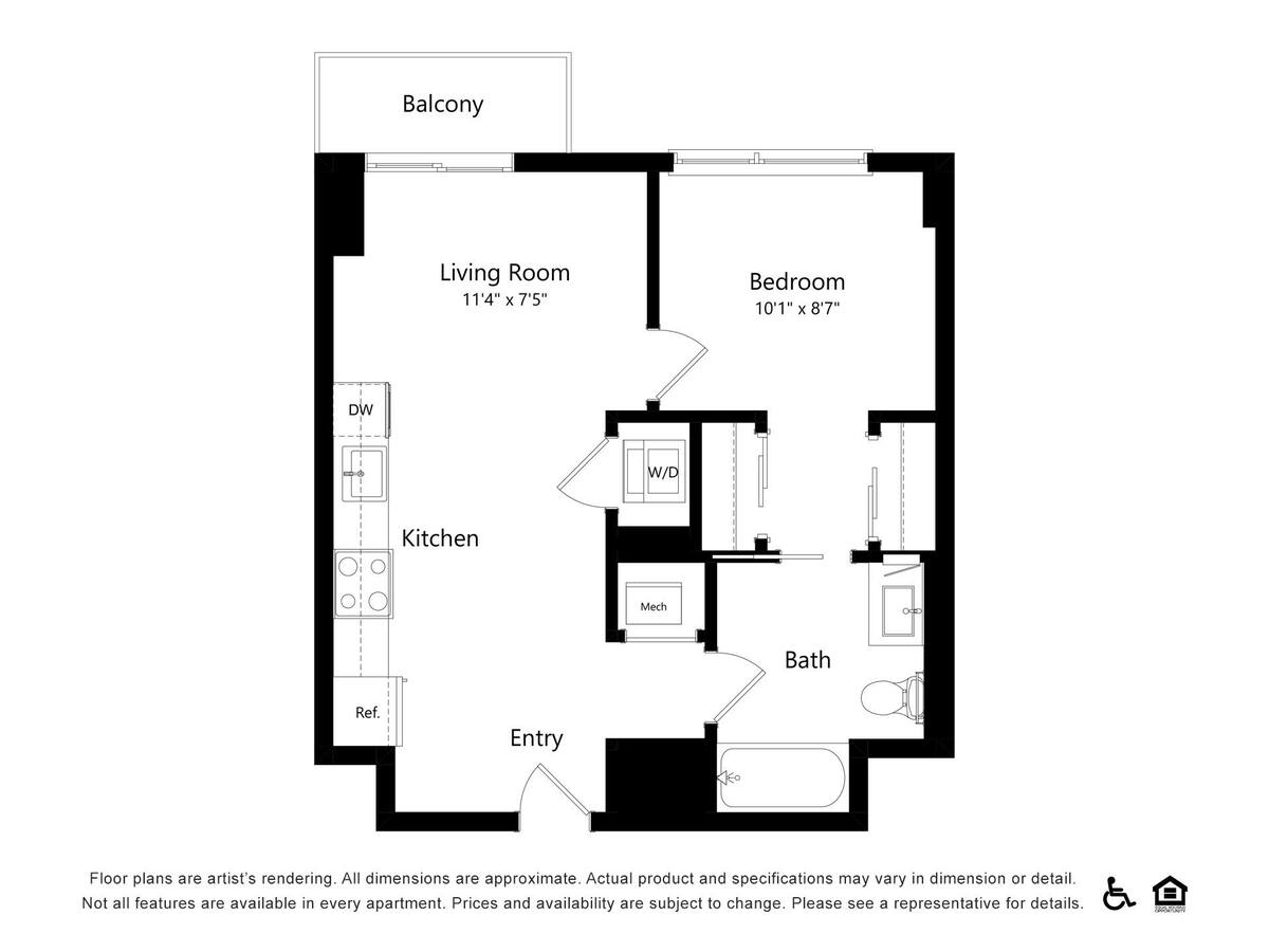Floorplan diagram for B39, showing 1 bedroom