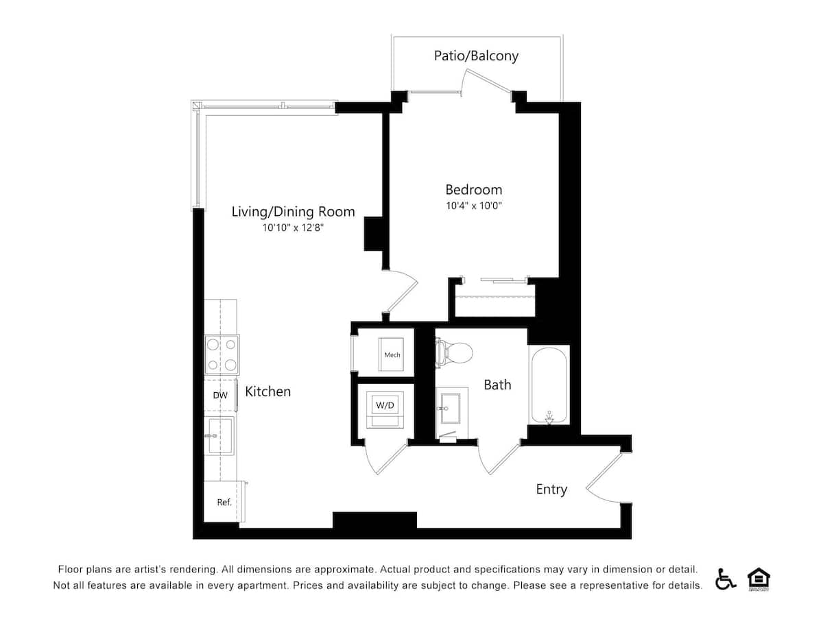 Floorplan diagram for B55, showing 1 bedroom