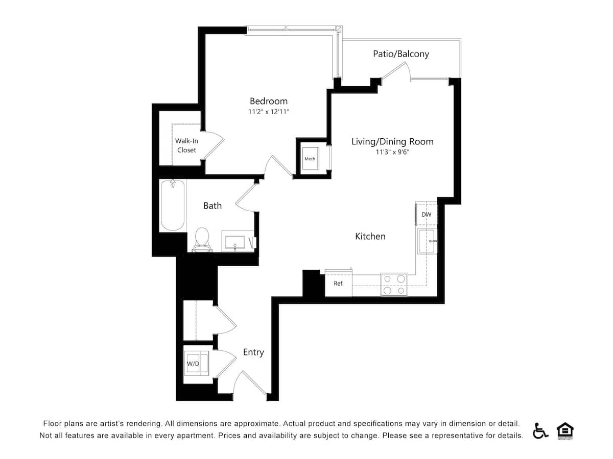 Floorplan diagram for B56, showing 1 bedroom