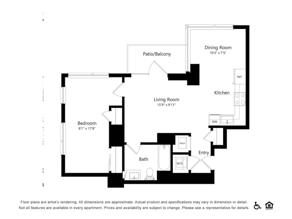 Floorplan diagram for B67, showing 1 bedroom