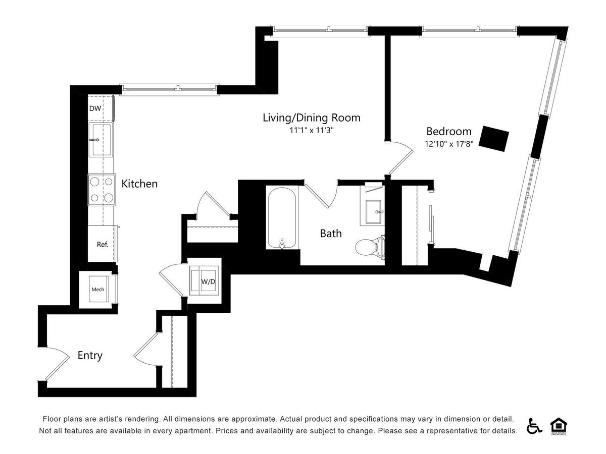 Floorplan diagram for B69, showing 1 bedroom