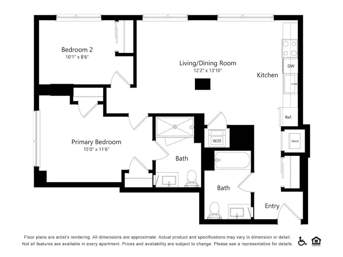 Floorplan diagram for C29, showing 2 bedroom