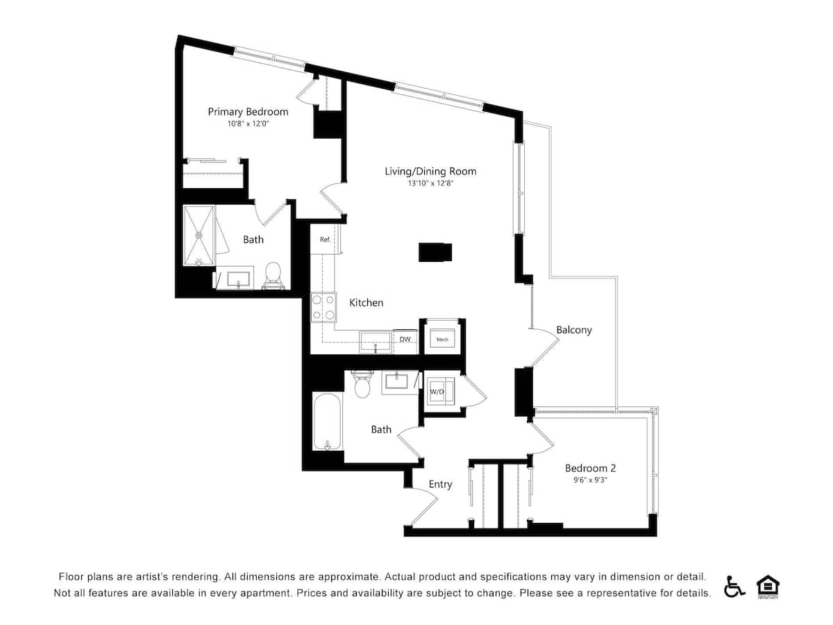 Floorplan diagram for C48, showing 2 bedroom