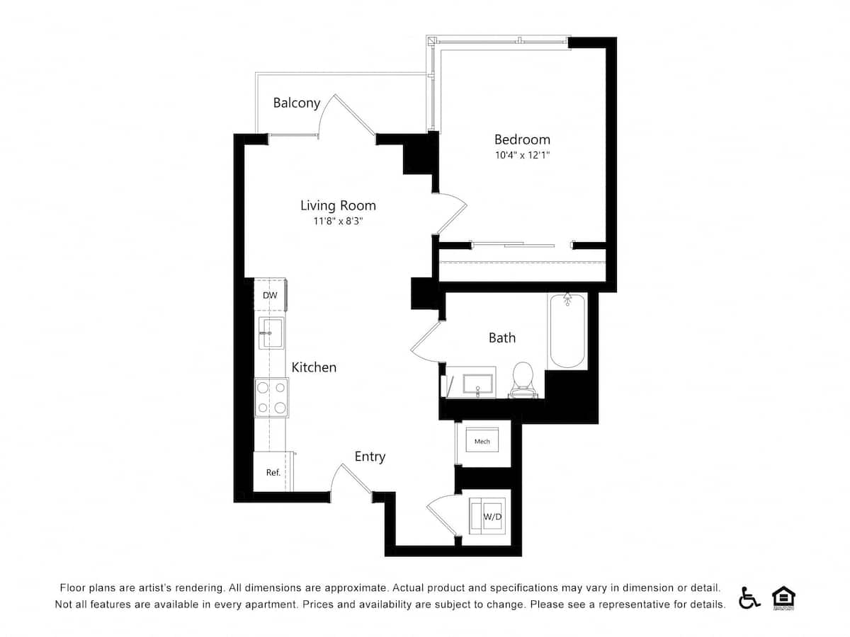 Floorplan diagram for B29, showing 1 bedroom