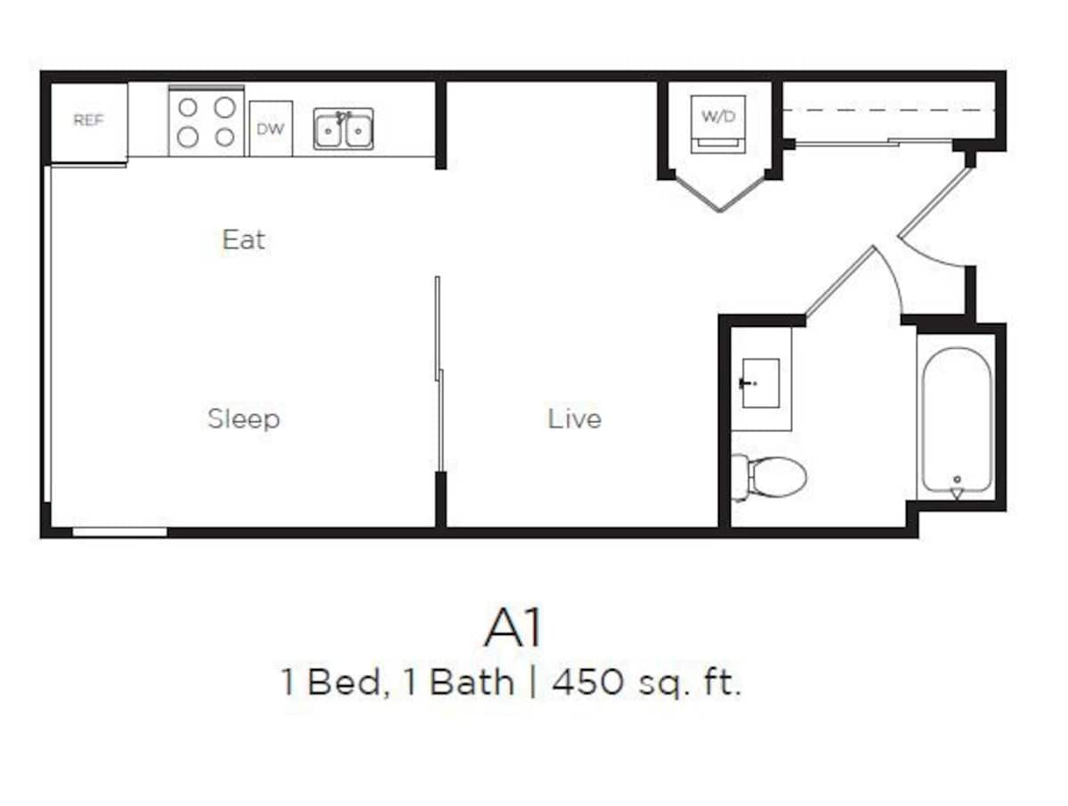 Floorplan diagram for Studio Max, showing 1 bedroom