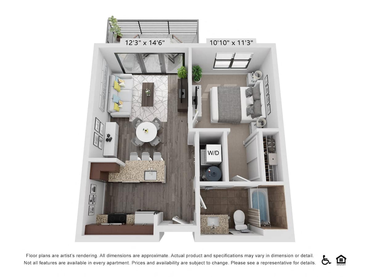 Floorplan diagram for A1, showing 1 bedroom