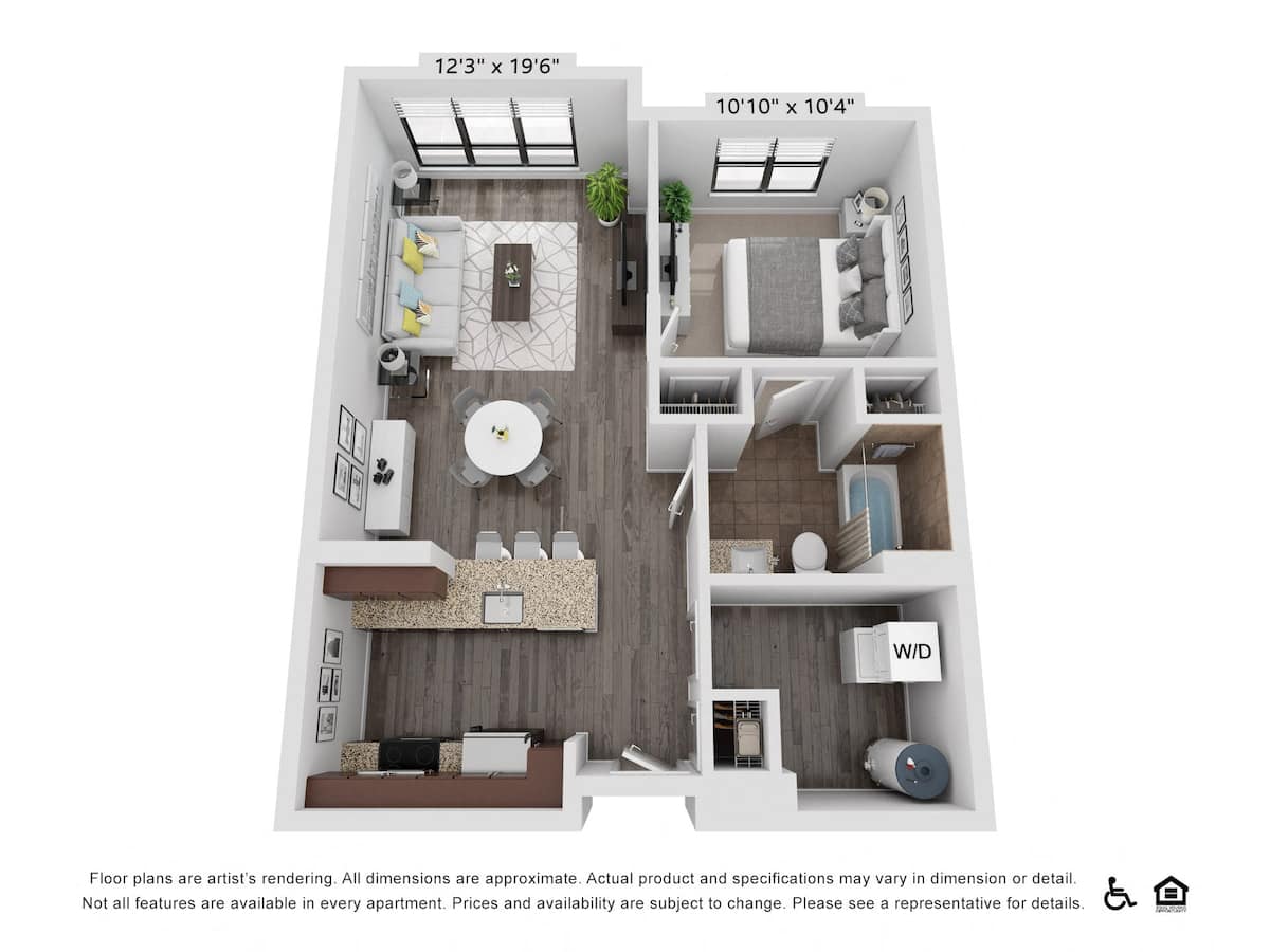 Floorplan diagram for A18, showing 1 bedroom