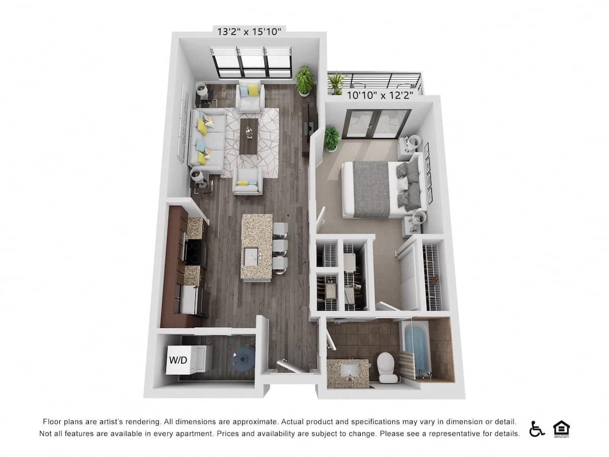 Floorplan diagram for A19, showing 1 bedroom