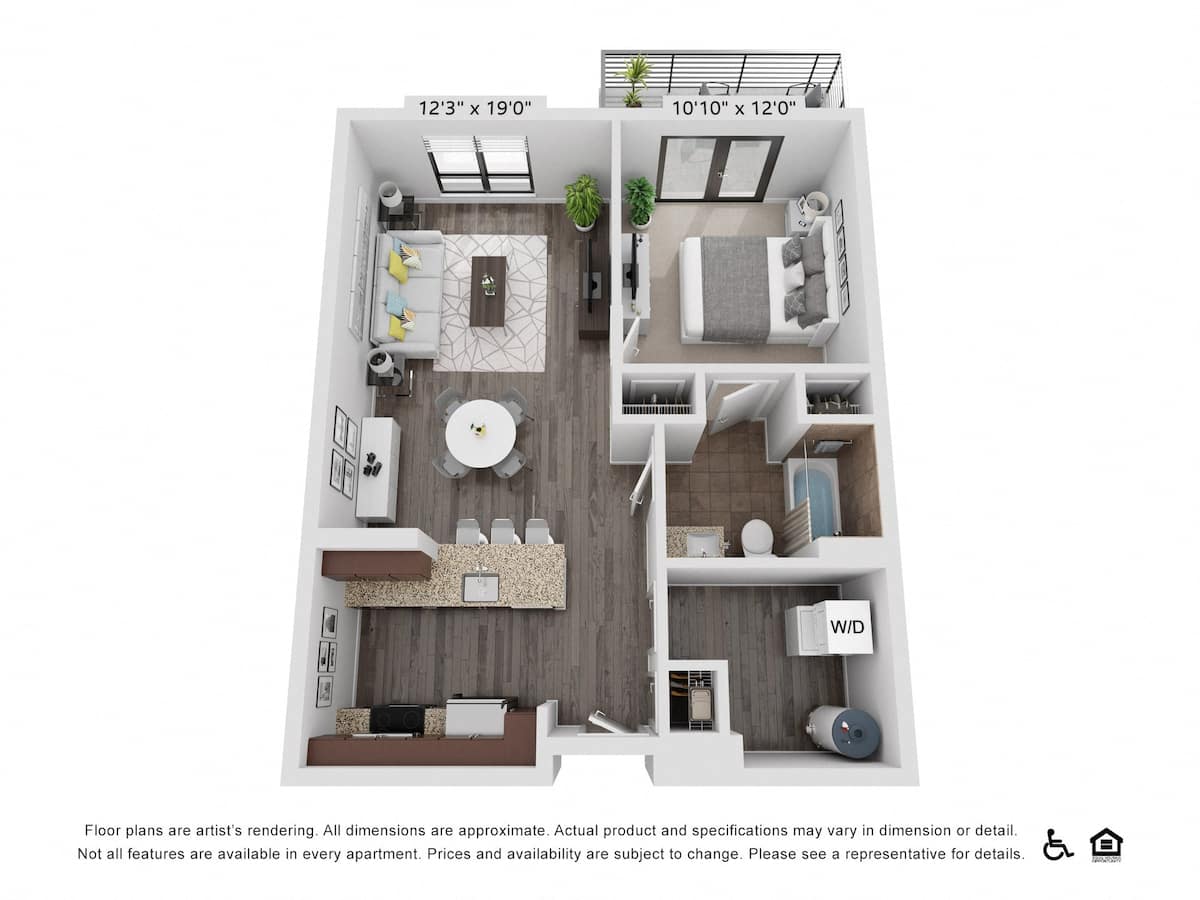 Floorplan diagram for A20, showing 1 bedroom