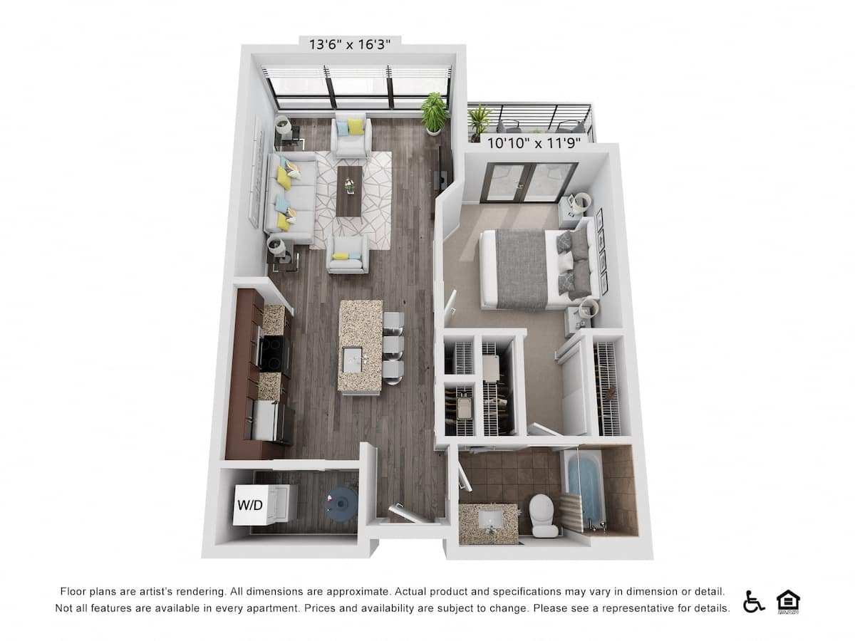 Floorplan diagram for A21, showing 1 bedroom