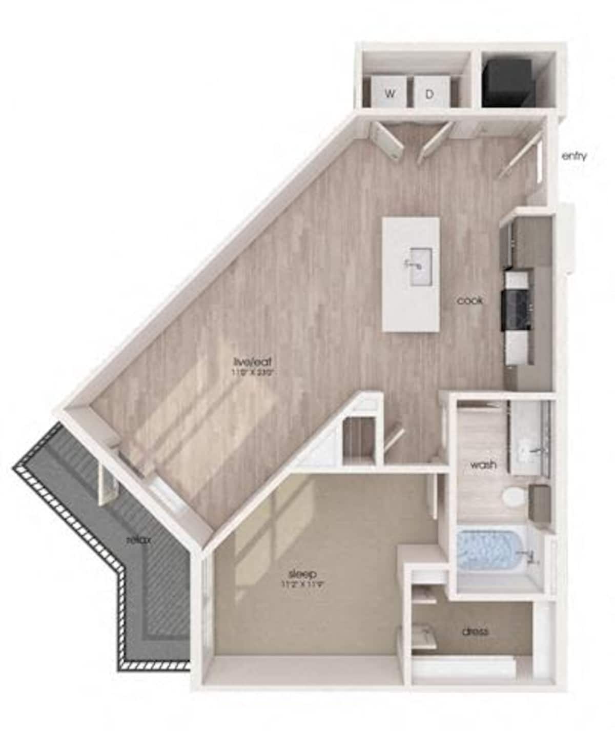 Floorplan diagram for A03, showing 1 bedroom
