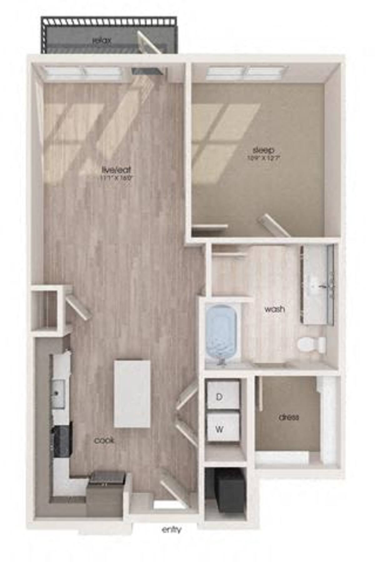 Floorplan diagram for A04, showing 1 bedroom