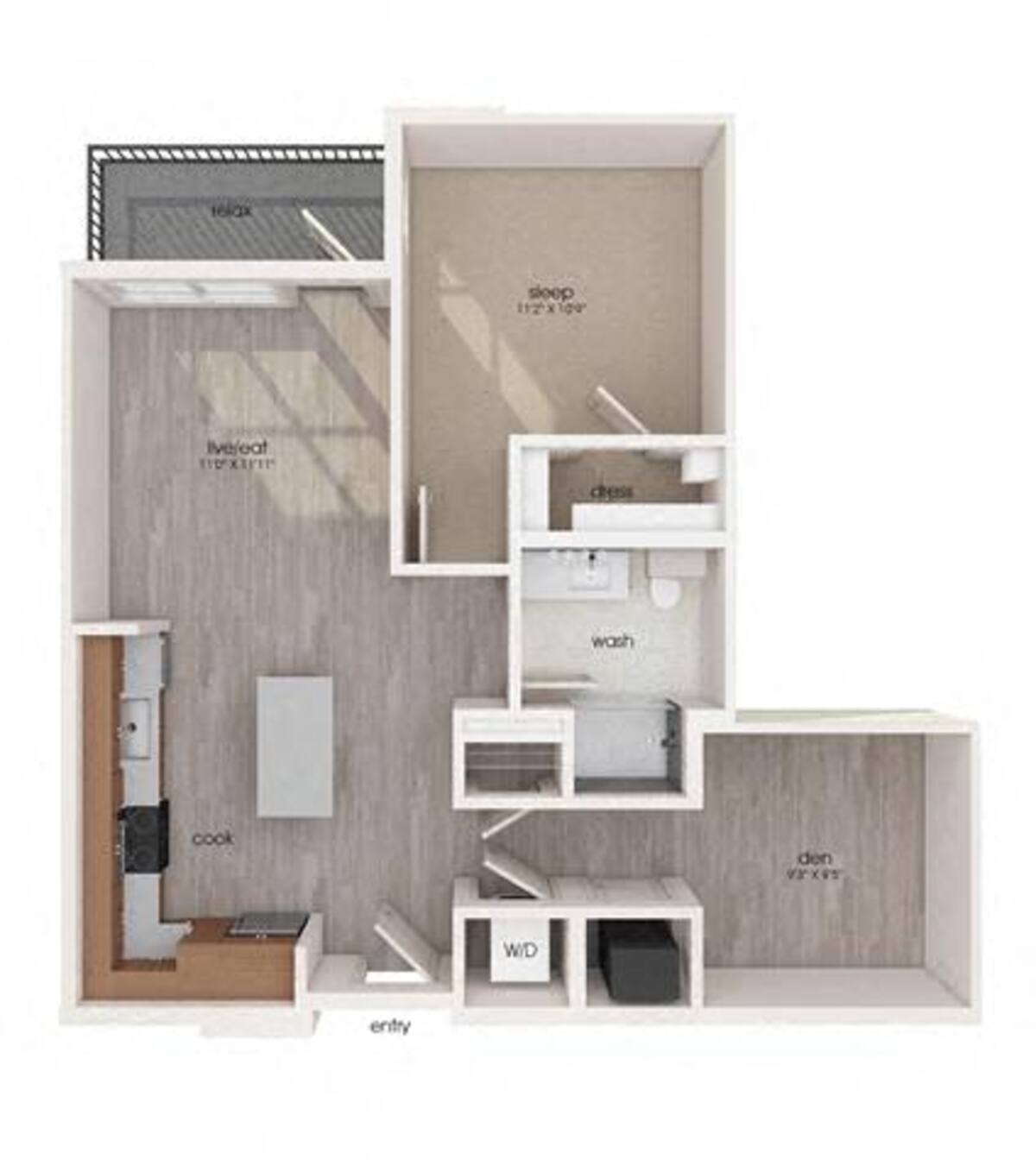 Floorplan diagram for A05D, showing 1 bedroom
