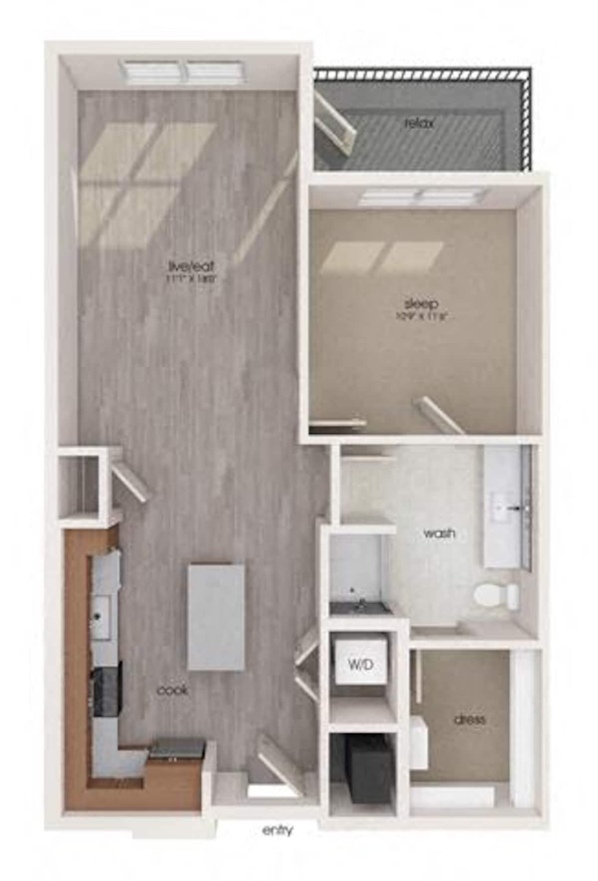 Floorplan diagram for A06, showing 1 bedroom