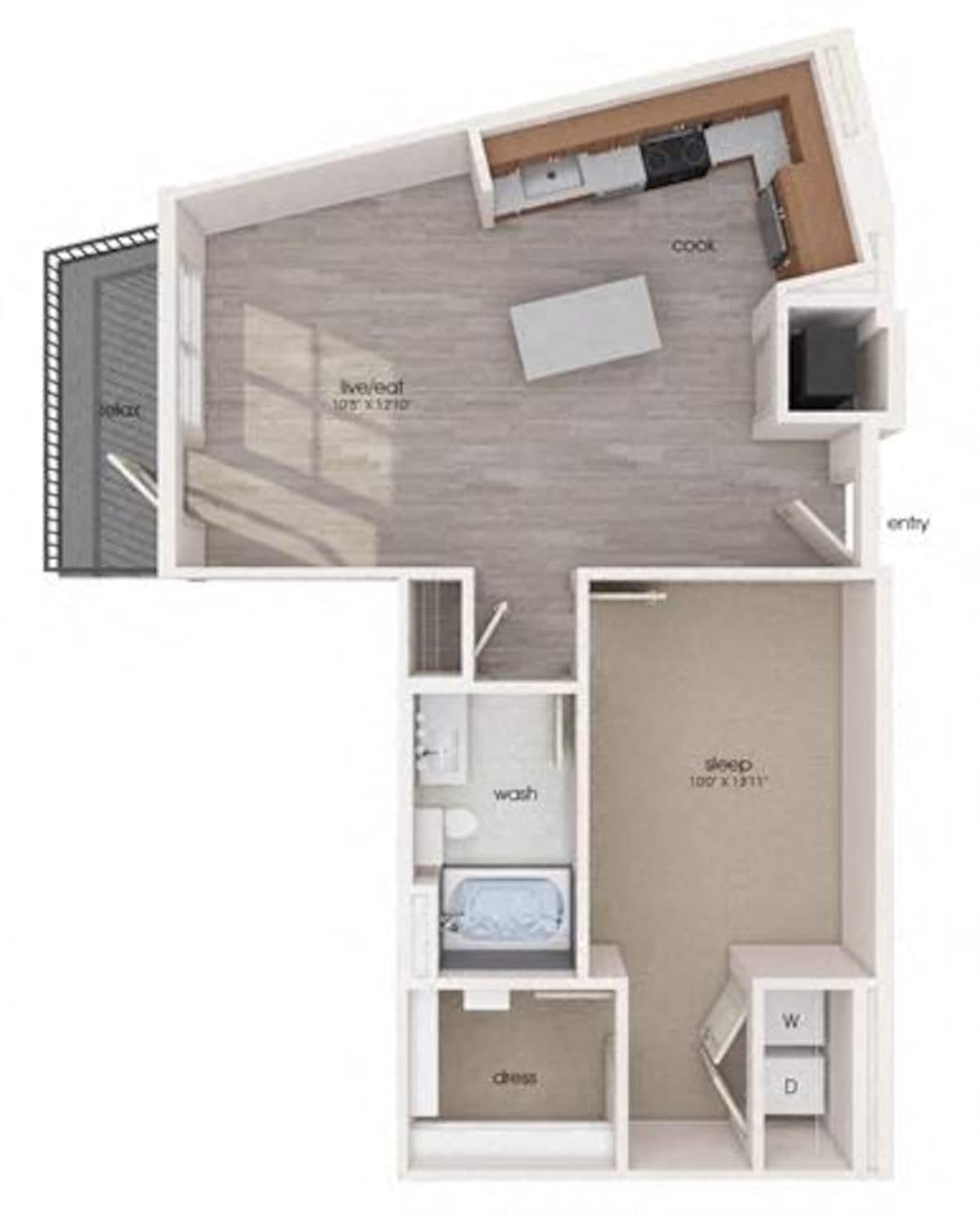 Floorplan diagram for A07, showing 1 bedroom