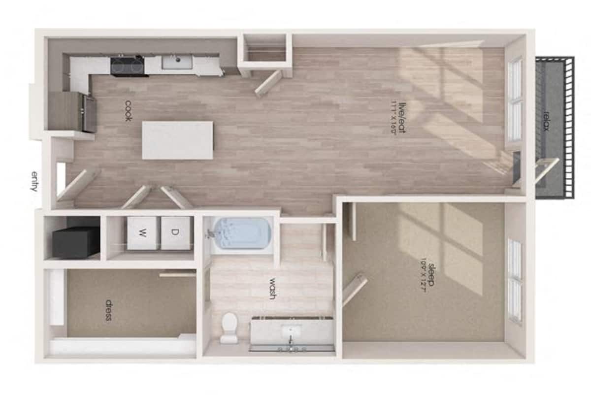 Floorplan diagram for A08, showing 1 bedroom