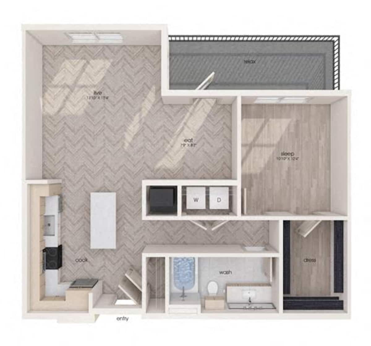 Floorplan diagram for A11, showing 1 bedroom