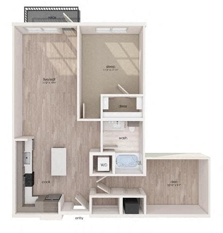 Grundrissdiagramm für A13D zeigt 1 Schlafzimmer