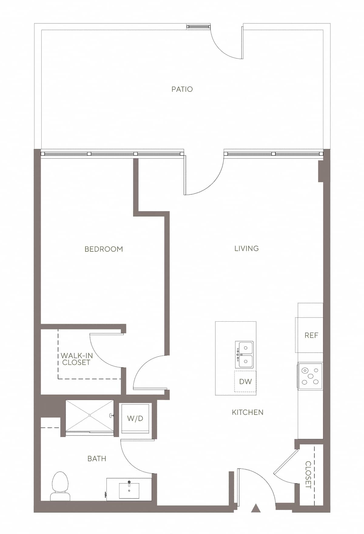 Floorplan diagram for A12 - Lofts, showing 1 bedroom