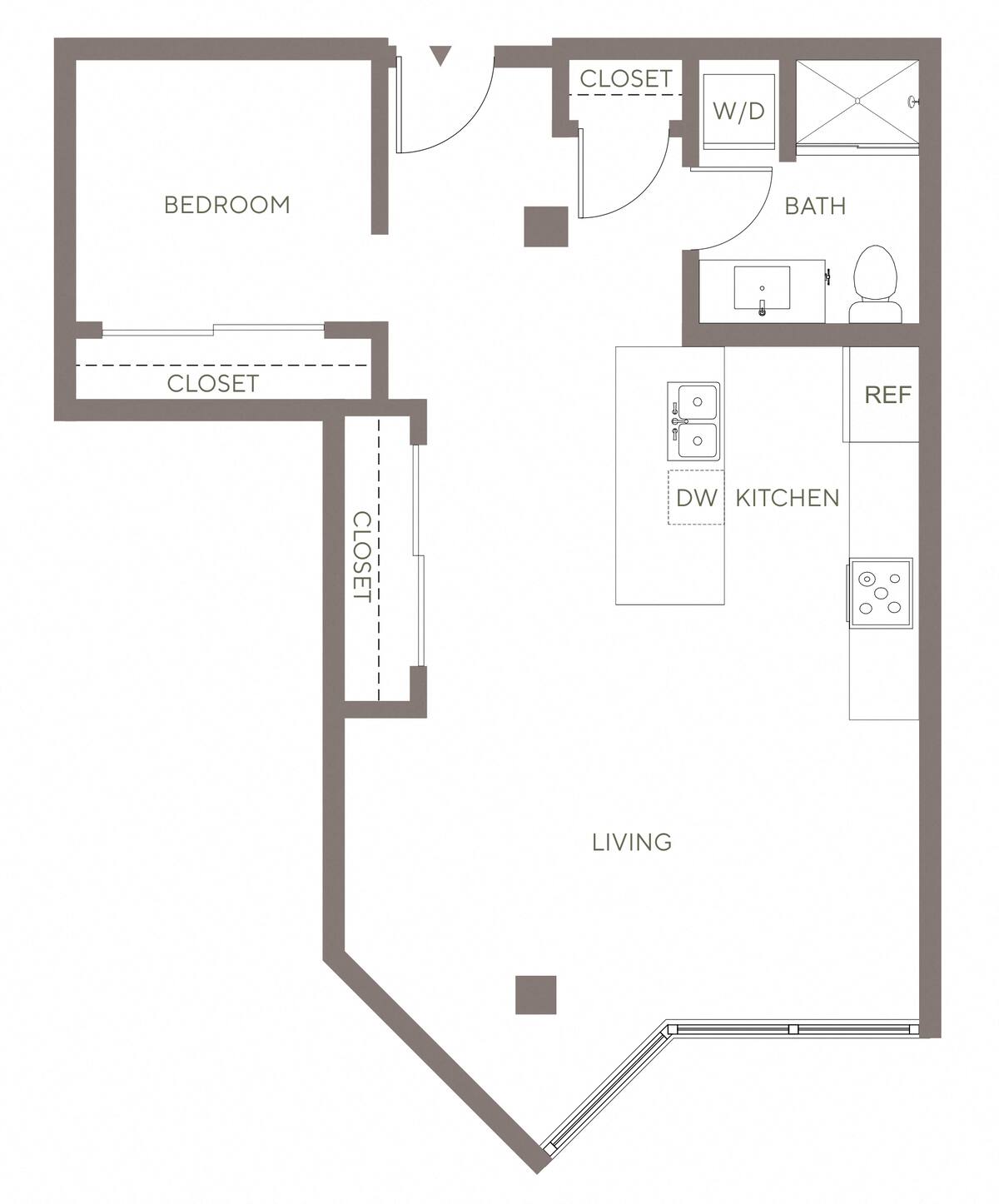 Floorplan diagram for A11 - Lofts, showing 1 bedroom