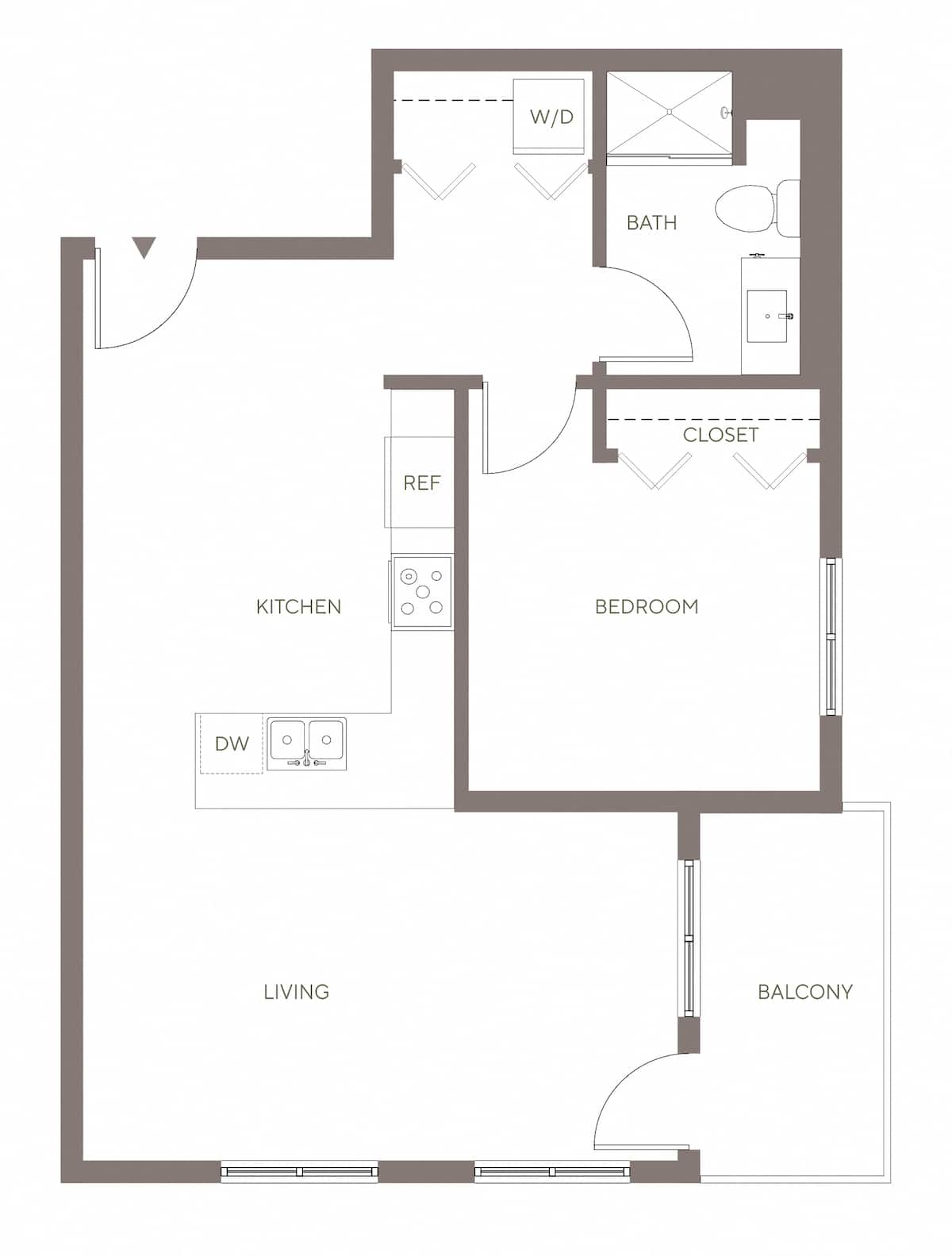 Floorplan diagram for A13 - Flats, showing 1 bedroom