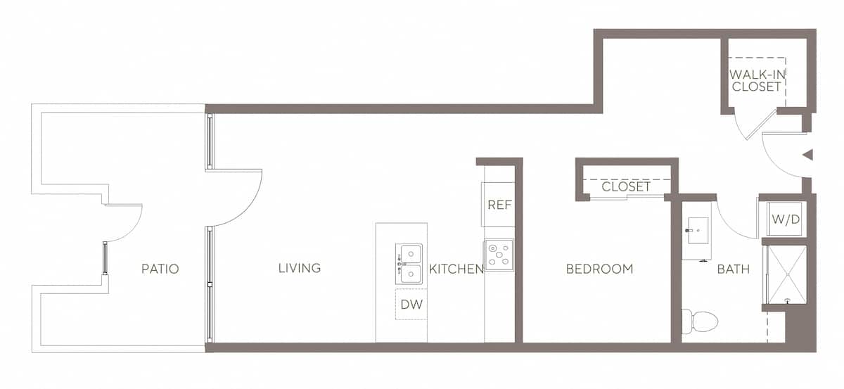 Floorplan diagram for A14 - Lofts, showing 1 bedroom