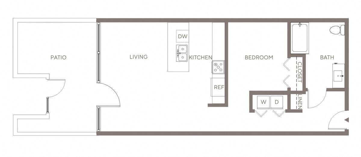 Floorplan diagram for A16 - Lofts, showing 1 bedroom