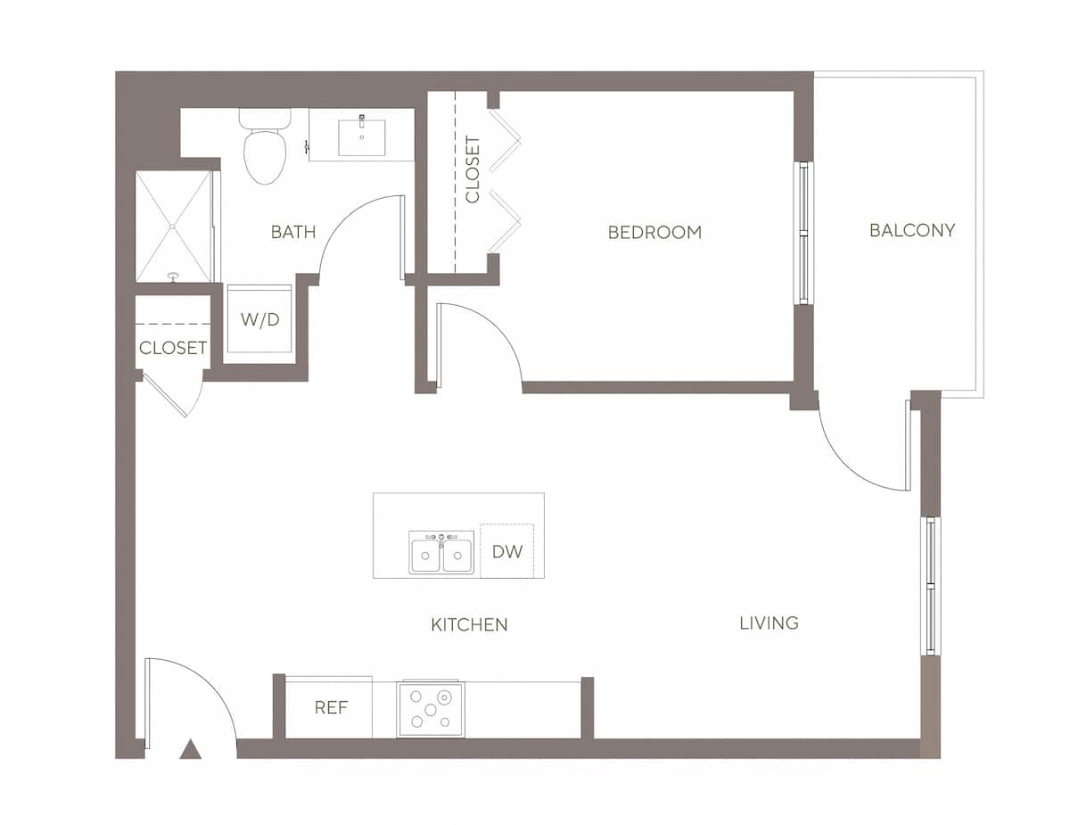 Floorplan diagram for A5 - Flats, showing 1 bedroom