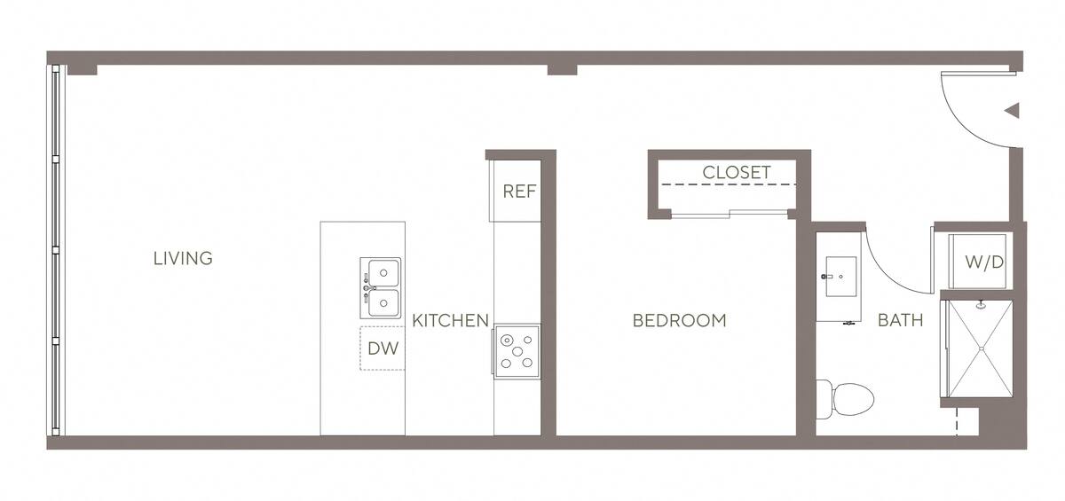 Floorplan diagram for A8 - Lofts, showing 1 bedroom