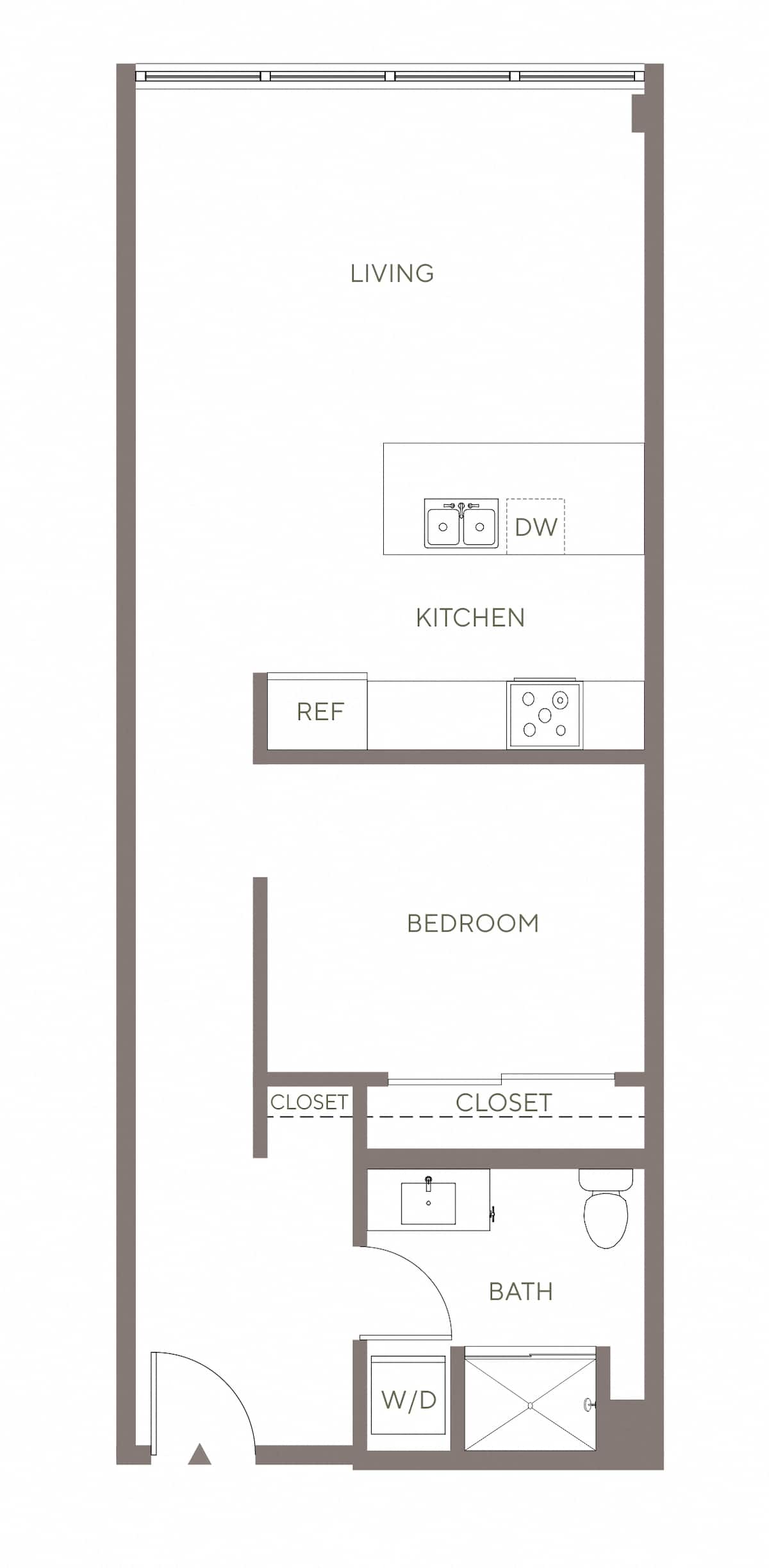 Floorplan diagram for A9 - Lofts, showing 1 bedroom