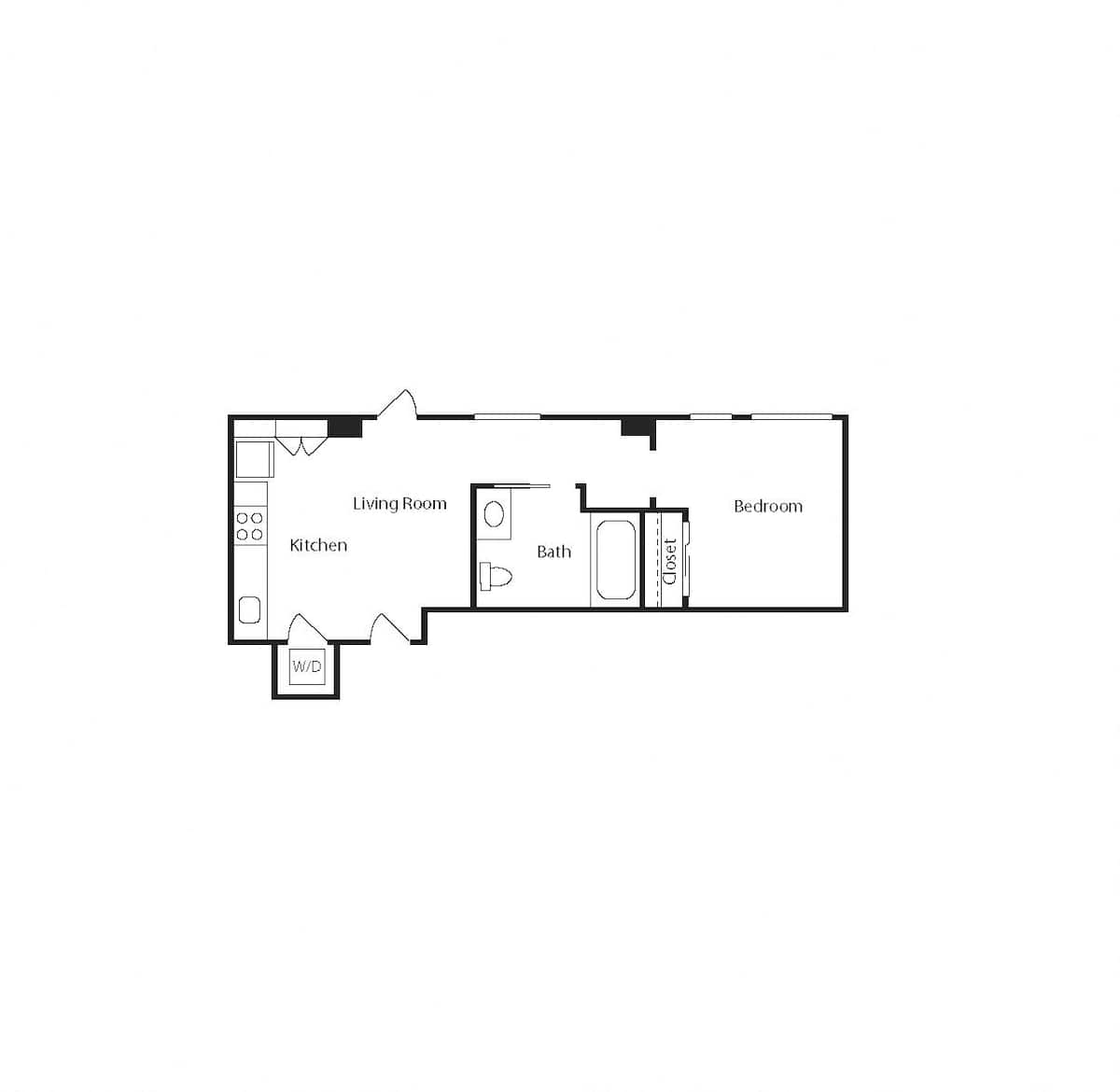 Floorplan diagram for A1, showing 1 bedroom