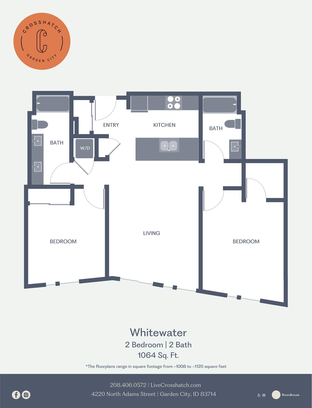 Floorplan diagram for Whitewater, showing 2 bedroom